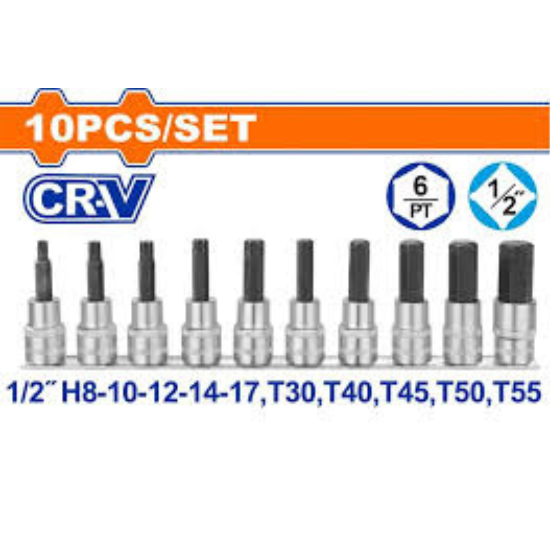 Juego de Dados Hexagonales y Torx 10 Piezas Wadfow