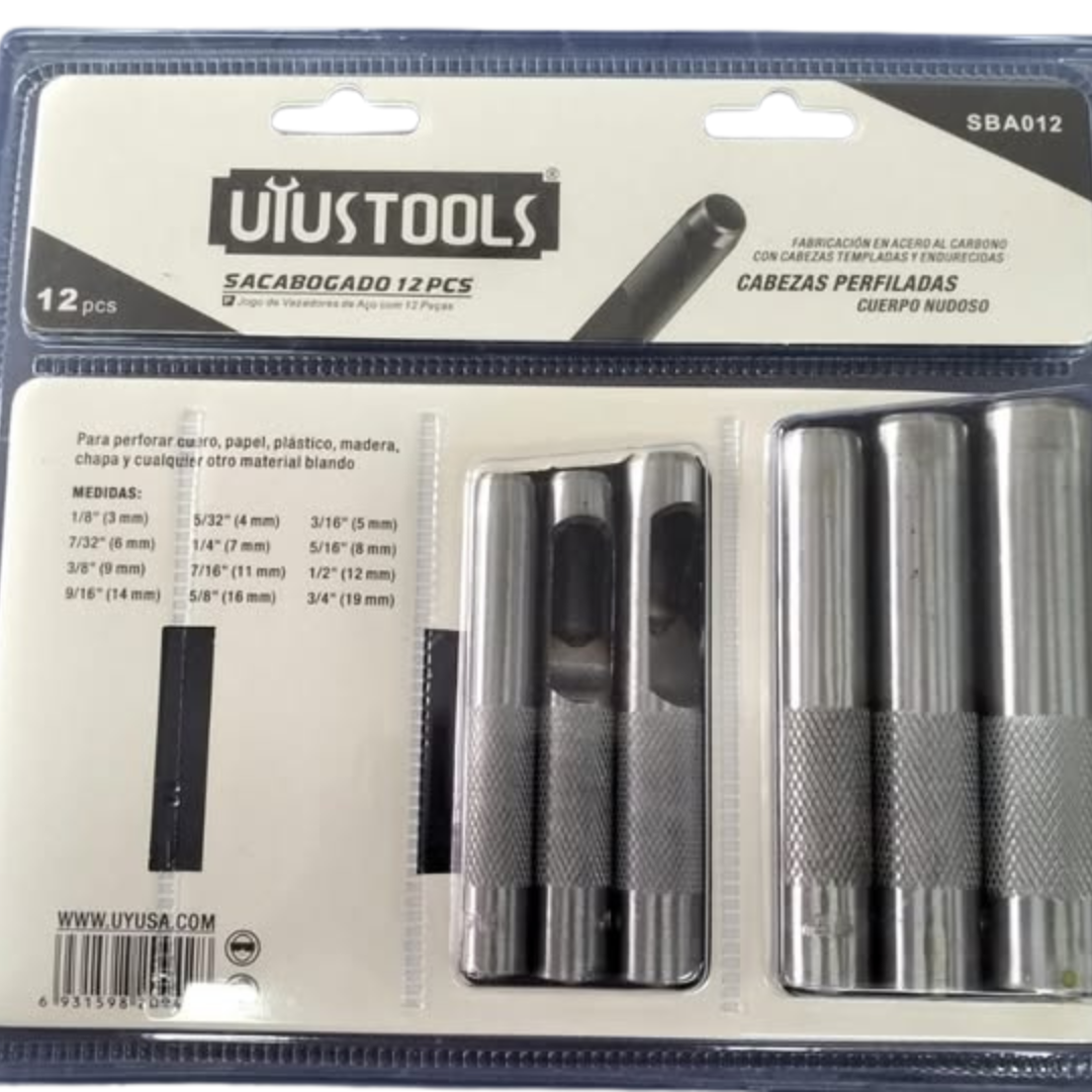Juego De Sacabocados De Golpe 12 Piezas Uyustools