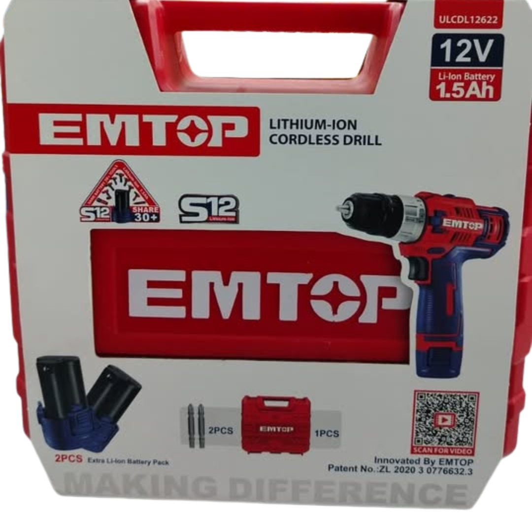 Taladro Atornillador Inalámbrico 12V 3/8 Emtop