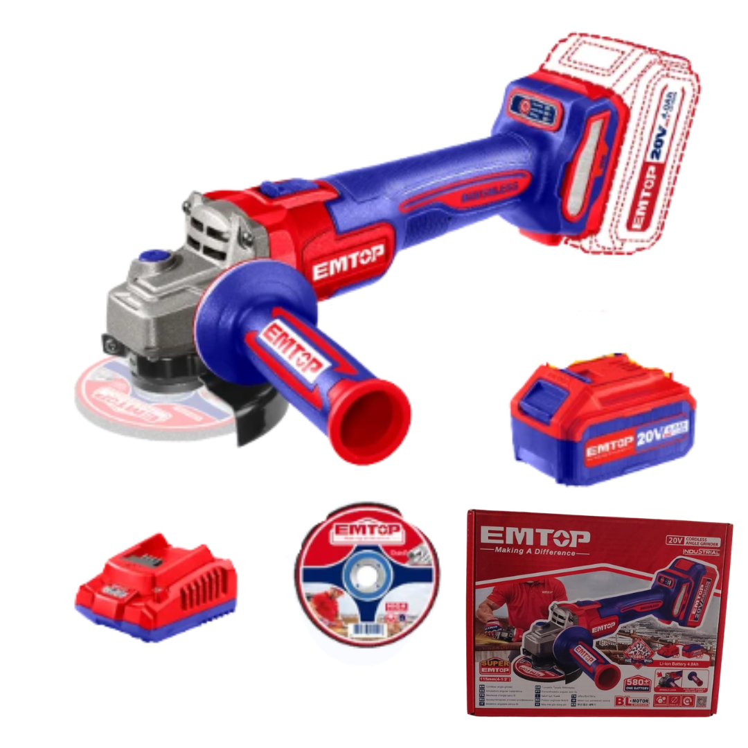 Amoladora Inal. 4"-1/2 900W 1 Bat. Y Carg. Emtop