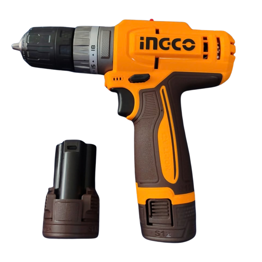 Taladro De Impacto Mandril 3/8" 20Nm Bateria 12v - 1.5Ah iNGCO