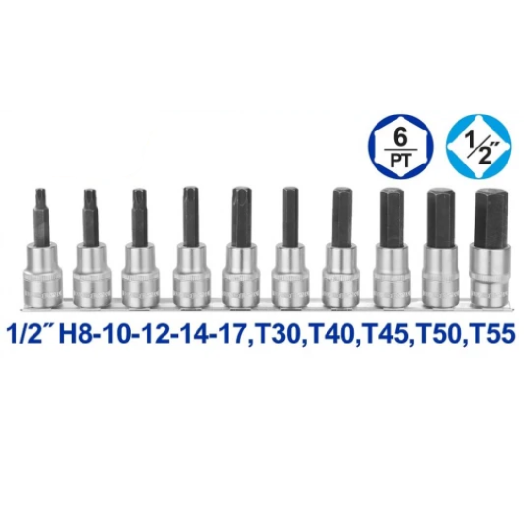 Juego de Dados Hexagonal Y Torx Mando 1/2 Wadfow
