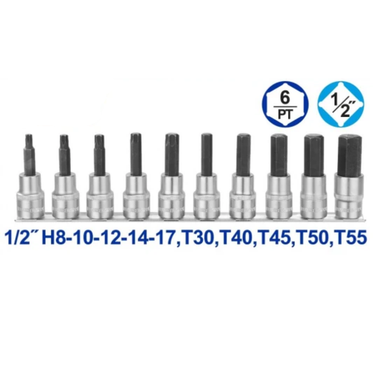 Juego de Dados Hexagonal Y Torx Mando 1/2 Wadfow