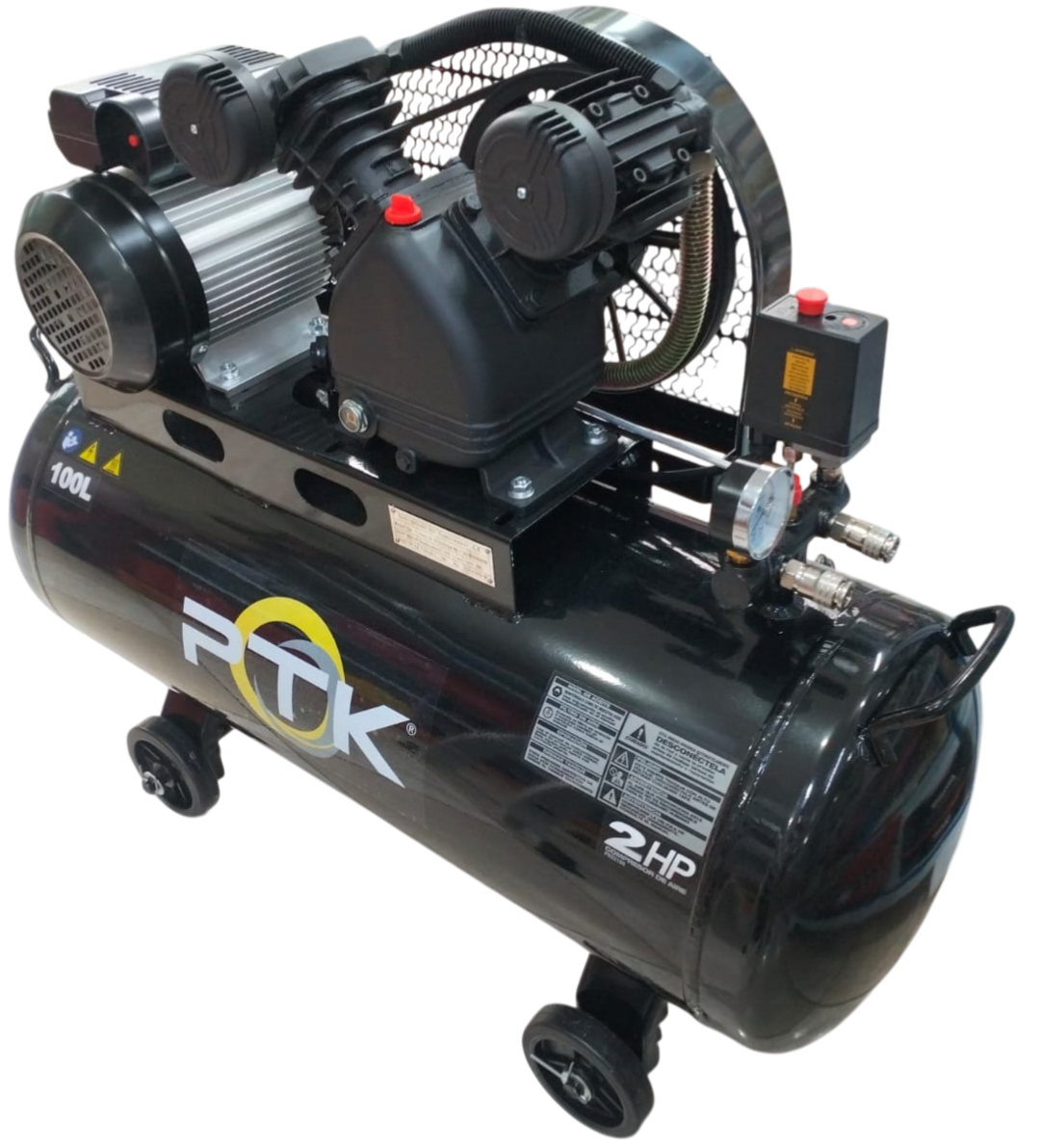 Compresor De Banda 2Hp Tanque De 100Lts 110v Ptk