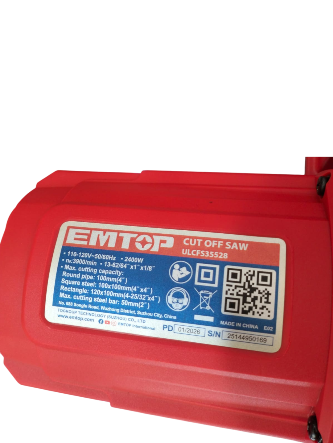 Tronzadora De Metal 14" 2400w 3800rpm Emtop