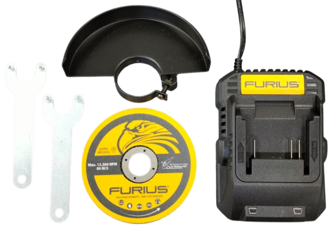 Amoladora Angular Inal. De 4.1/2 -115mm 9.000 rpm 1 Bat 4A Furius