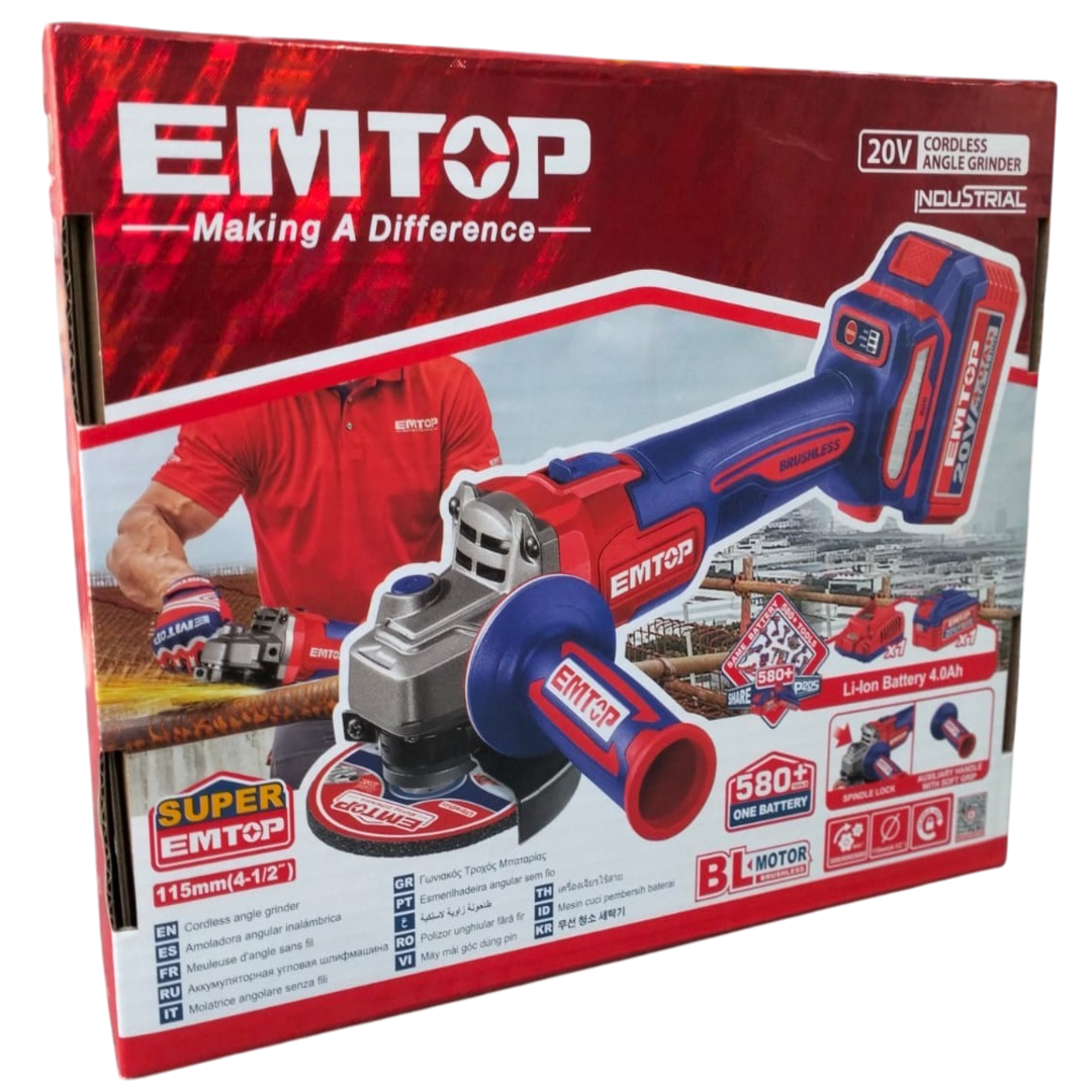 Amoladora Inal. 4"-1/2 900W 1 Bat. Y Carg. Emtop
