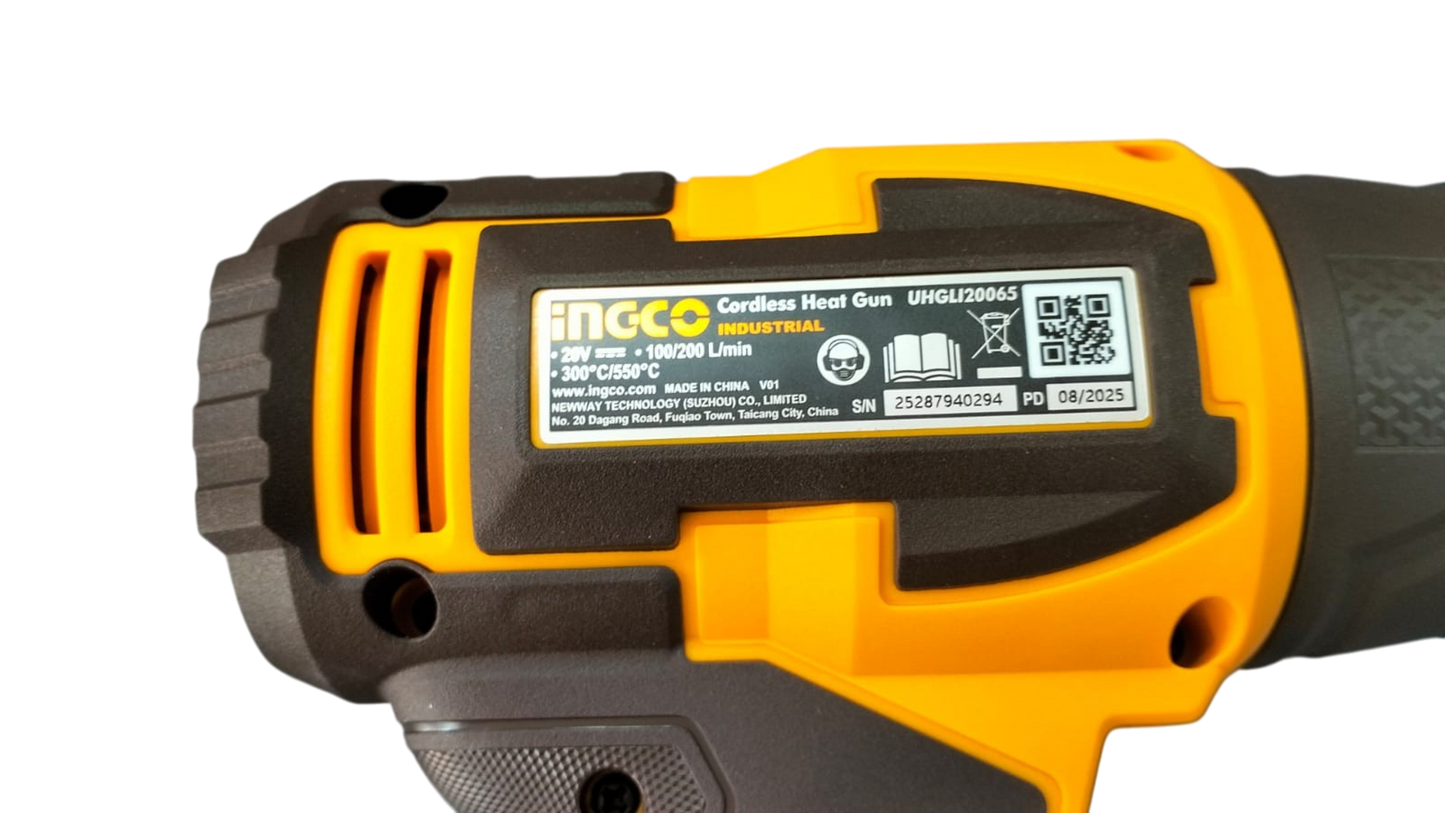 Pistola De Calor Inal. 20V + 1 Bat 4.0Ah + Carg Ingco.
