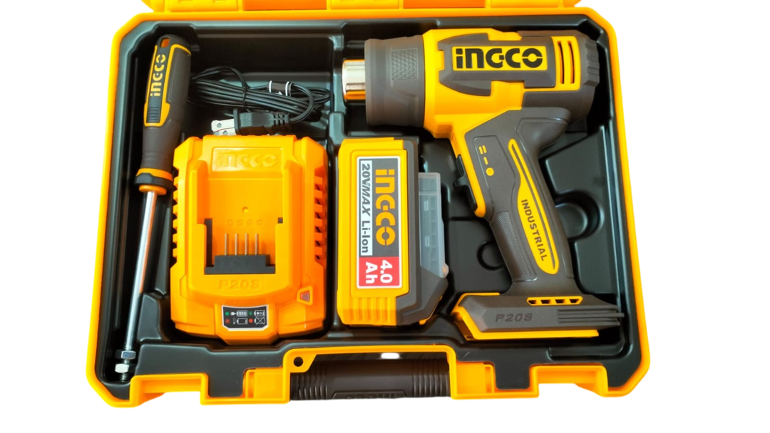 Pistola De Calor Inal. 20V + 1 Bat 4.0Ah + Carg Ingco.