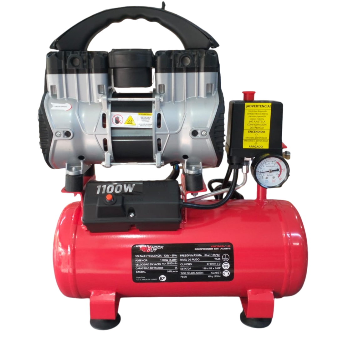 Compresor Portatil 1.5HP 9LTS Silencioso Knock Out